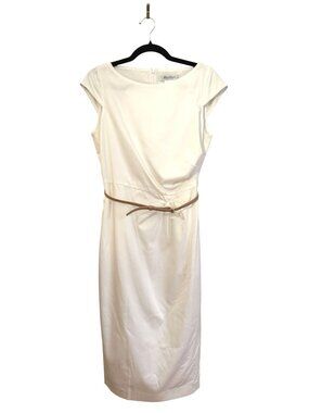 NWT Max Mara White Cotton Cap Sleeve Belted Sheath Dress Size US 10 $835 [jb]